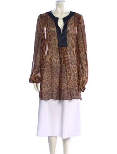 Pre-owned Dolce & Gabbana Animal Print Mini Dress In Brown