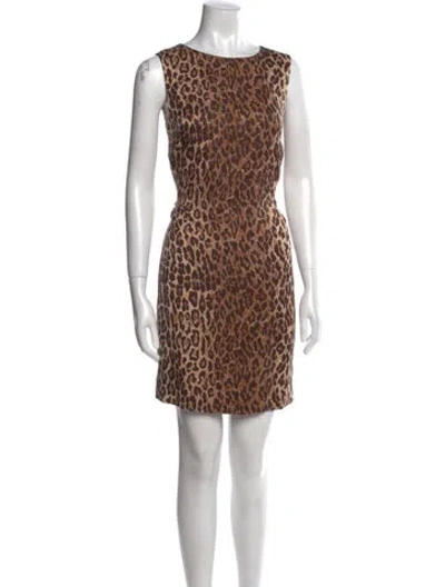 Pre-owned Dolce & Gabbana Animal Print Mini Dress In Neutral