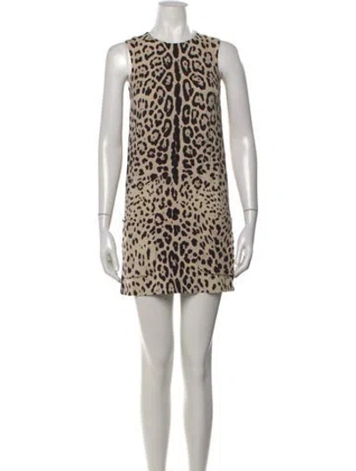 Pre-owned Dolce & Gabbana Animal Print Mini Dress In Neutral
