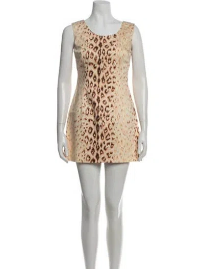 Pre-owned Dolce & Gabbana Animal Print Mini Dress In Neutral