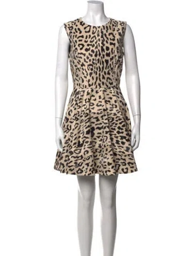 Pre-owned Dolce & Gabbana Animal Print Mini Dress In Neutral