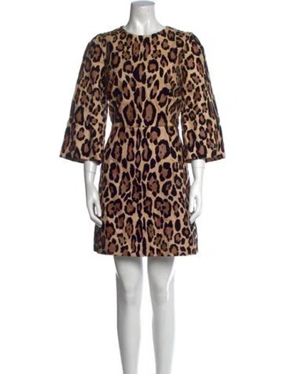 Pre-owned Dolce & Gabbana Animal Print Mini Dress W/ Tags In Brown