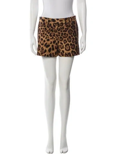 Pre-owned Dolce & Gabbana Animal Print Mini Shorts In Brown