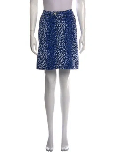 Pre-owned Dolce & Gabbana Animal Print Mini Skirt In Blue