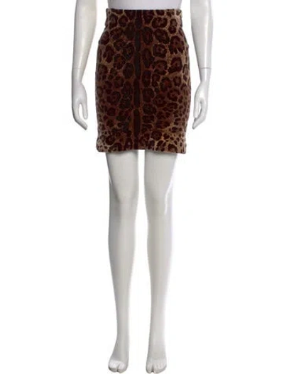 Pre-owned Dolce & Gabbana Animal Print Mini Skirt In Brown