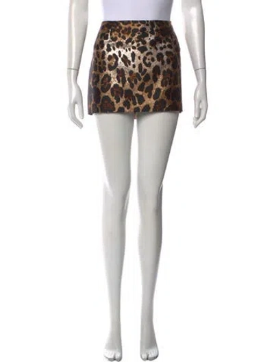 Pre-owned Dolce & Gabbana Animal Print Mini Skirt In Brown