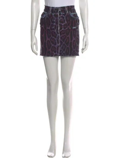 Pre-owned Dolce & Gabbana Animal Print Mini Skirt In Purple