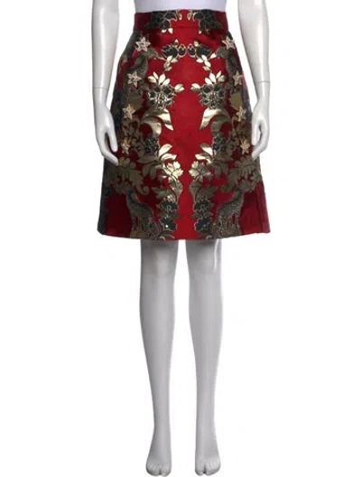 Pre-owned Dolce & Gabbana Animal Print Mini Skirt In Red