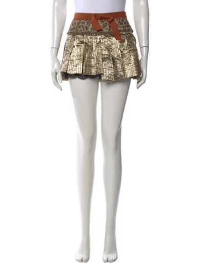 Pre-owned Dolce & Gabbana Animal Print Mini Skirt In White