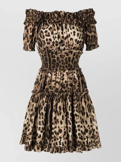 Dolce & Gabbana Women Leopard Print Short Dress In Neutral