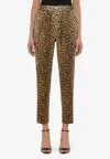 Dolce & Gabbana Animal Print Pajama Pants In Satin In Brown