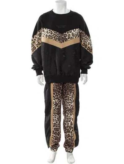 Pre-owned Dolce & Gabbana Animal Print Pajama Set W/ Tags In Black