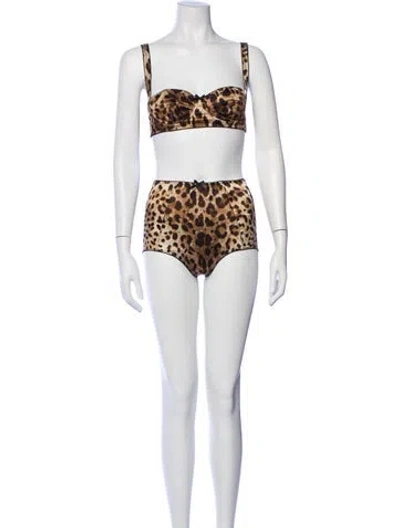 Pre-owned Dolce & Gabbana Animal Print Pajamas In Brown