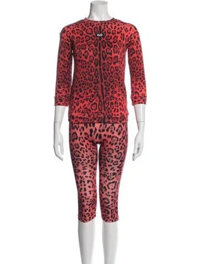 Pre-owned Dolce & Gabbana Animal Print Pant Set In Red