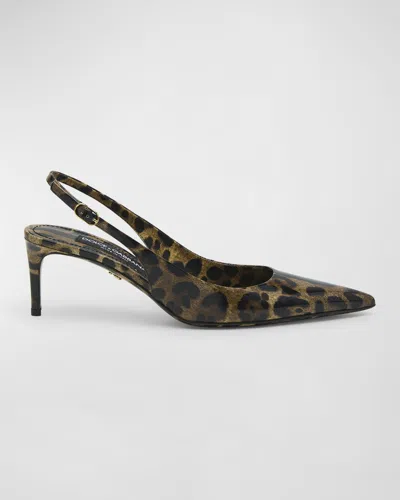 Dolce & Gabbana Animal-print Patent Slingback Pumps In Multi