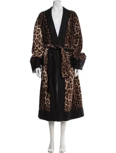 Pre-owned Dolce & Gabbana Animal Print Robe In Brown