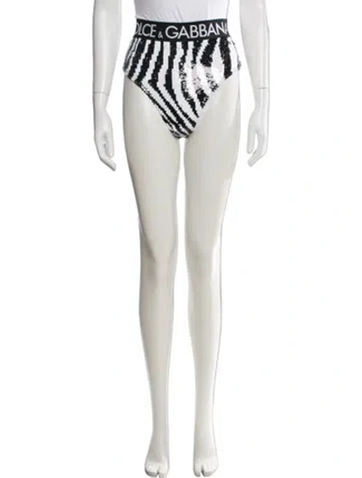 Pre-owned Dolce & Gabbana Animal Print Sequin Embellishments Bottoms W/ Tags In White