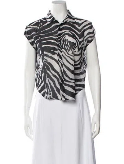 Pre-owned Dolce & Gabbana Animal Print Short Sleeve Blouse In Multi