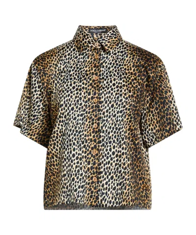 Dolce & Gabbana Animal Print Short-sleeved Shirt In Beige