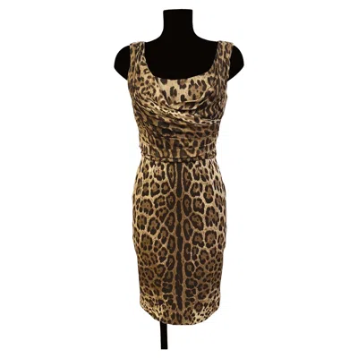 Pre-owned Dolce & Gabbana Animal Print Silk Sleeveless Dress In Black