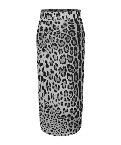 Dolce & Gabbana Animal Print Skirt In Gray