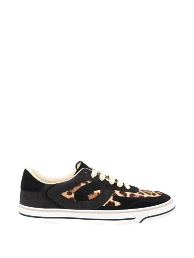 Dolce & Gabbana Dg Sailing Sneakers In Pony Hair With Leopard Print In Black