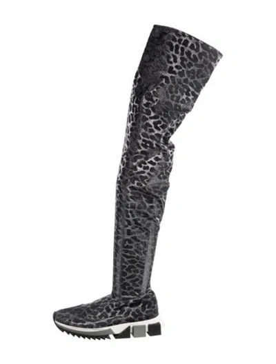 Pre-owned Dolce & Gabbana Animal Print Sock Boots