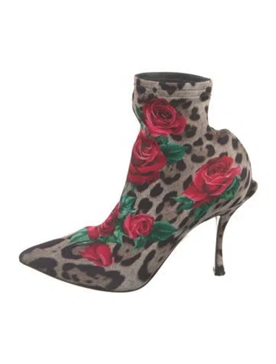 Pre-owned Dolce & Gabbana Animal Print Sock Boots In Neutral