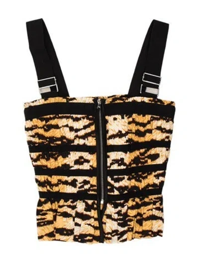 Pre-owned Dolce & Gabbana Animal Print Square Neckline Crop Top In Neutral