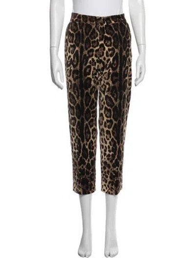 Pre-owned Dolce & Gabbana Animal Print Straight Leg Pants In Multicolor