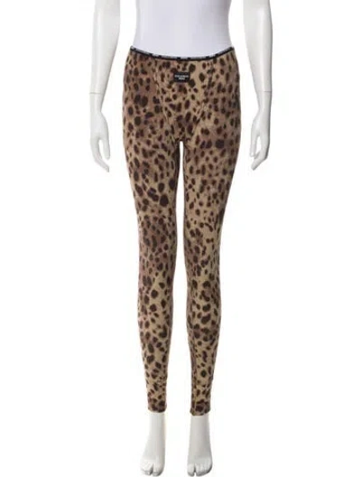 Pre-owned Dolce & Gabbana Animal Print Sweatpants In Brown