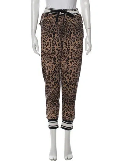 Pre-owned Dolce & Gabbana Animal Print Sweatpants In Brown