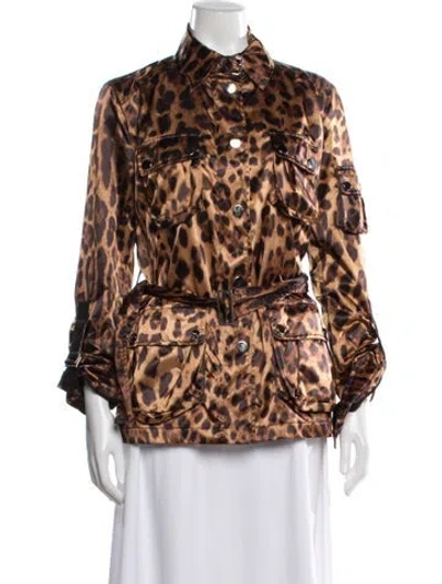 Pre-owned Dolce & Gabbana Animal Print Utility Jacket In Brown
