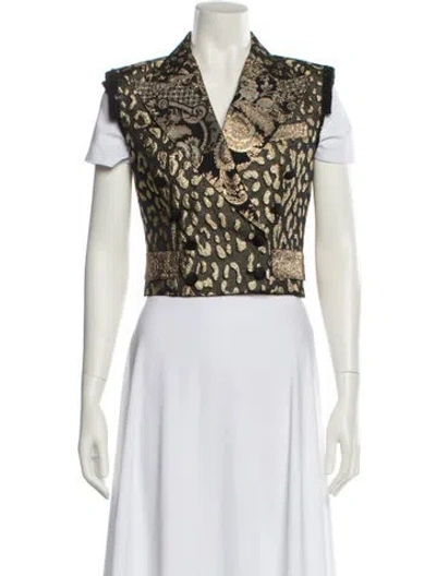 Pre-owned Dolce & Gabbana Animal Print Vest In Black