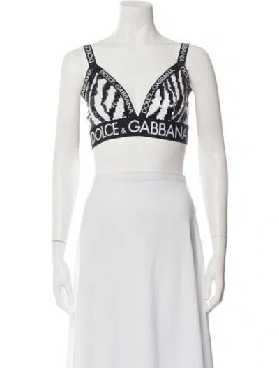 Pre-owned Dolce & Gabbana Animal Print V-neck Sports Bra In Black