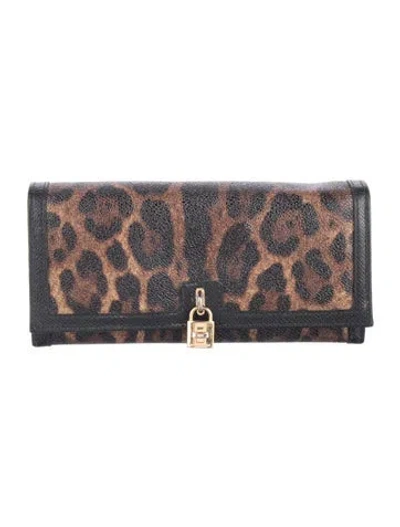 Pre-owned Dolce & Gabbana Animal Print Wallet In Brown