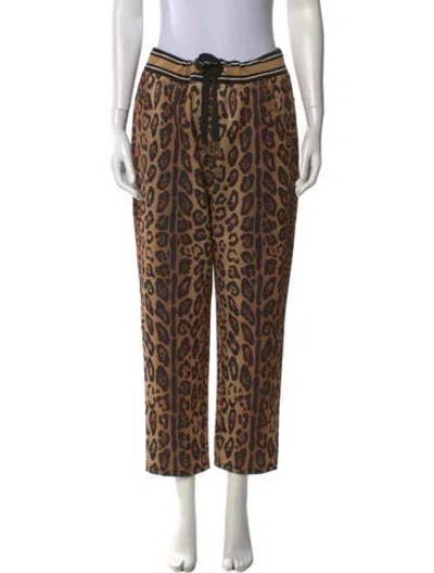 Pre-owned Dolce & Gabbana Animal Print Wide Leg Pants In Neutral