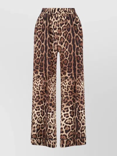 Dolce & Gabbana Animal Print Wide Leg Relaxed Trousers