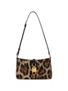 Dolce & Gabbana Lock Leather-trimmed Leopard-print Satin-twill Shoulder Bag In Animal Print