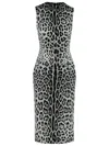 Dolce & Gabbana Leopard Print Sleeveless Midi Dress In Gray