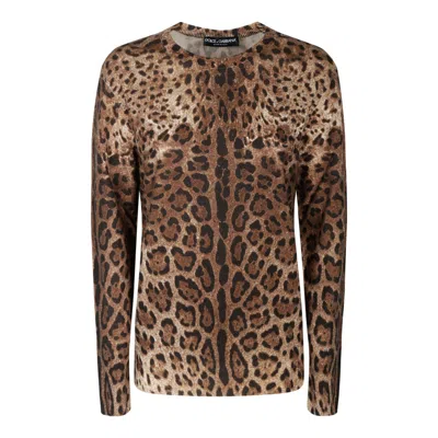 Dolce & Gabbana Animalier Brown Cashmere Sweaters