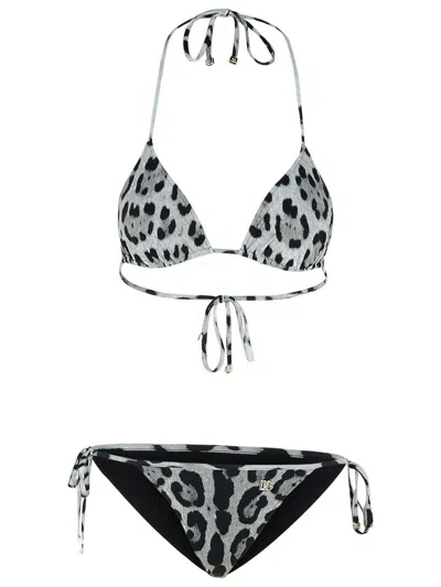 Dolce & Gabbana 'animalier' Grey Polyamide Blend Bikini Women