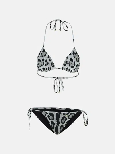 Dolce & Gabbana 'animalier' Grey Polyamide Blend Bikini