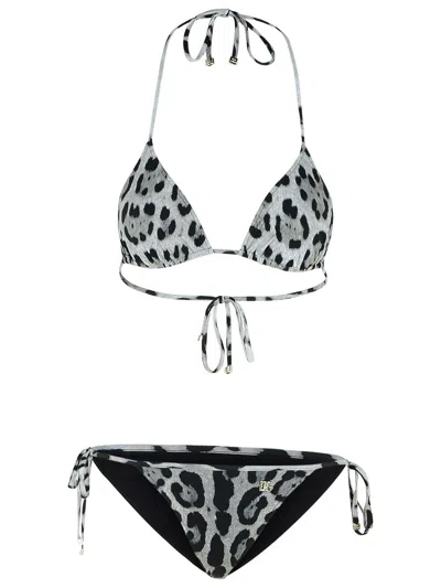 Dolce & Gabbana 'animalier' Grey Polyamide Blend Bikini Women