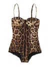 Dolce & Gabbana Women Animalier One-piece Swimsuit In Brown