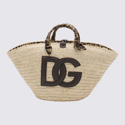 Dolce & Gabbana Animalier Raffia And Leather Kendra Medium Tote Bag In Leopardo