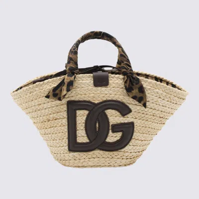 Dolce & Gabbana Animalier Raffia Kendra Shopping Bag In Leo
