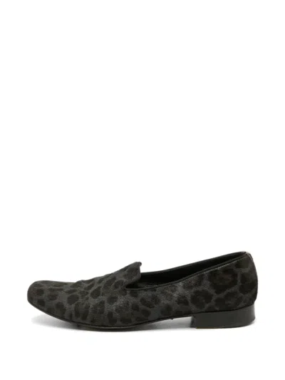 Pre-owned Dolce & Gabbana Animal-print Loafers In Gray