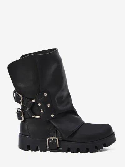 DOLCE & GABBANA ANKLE BOOT IN RUBBER AND LEATHER