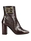 Dolce & Gabbana 90mm Logo-plaque Leather Ankle Boots In Brown
